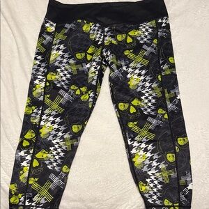 Constantly Varied Gear Capri Leggings - Black and Neon Yellow Skull Design